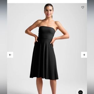 Beyond Yoga Classic Black Strapless Midi Dress
